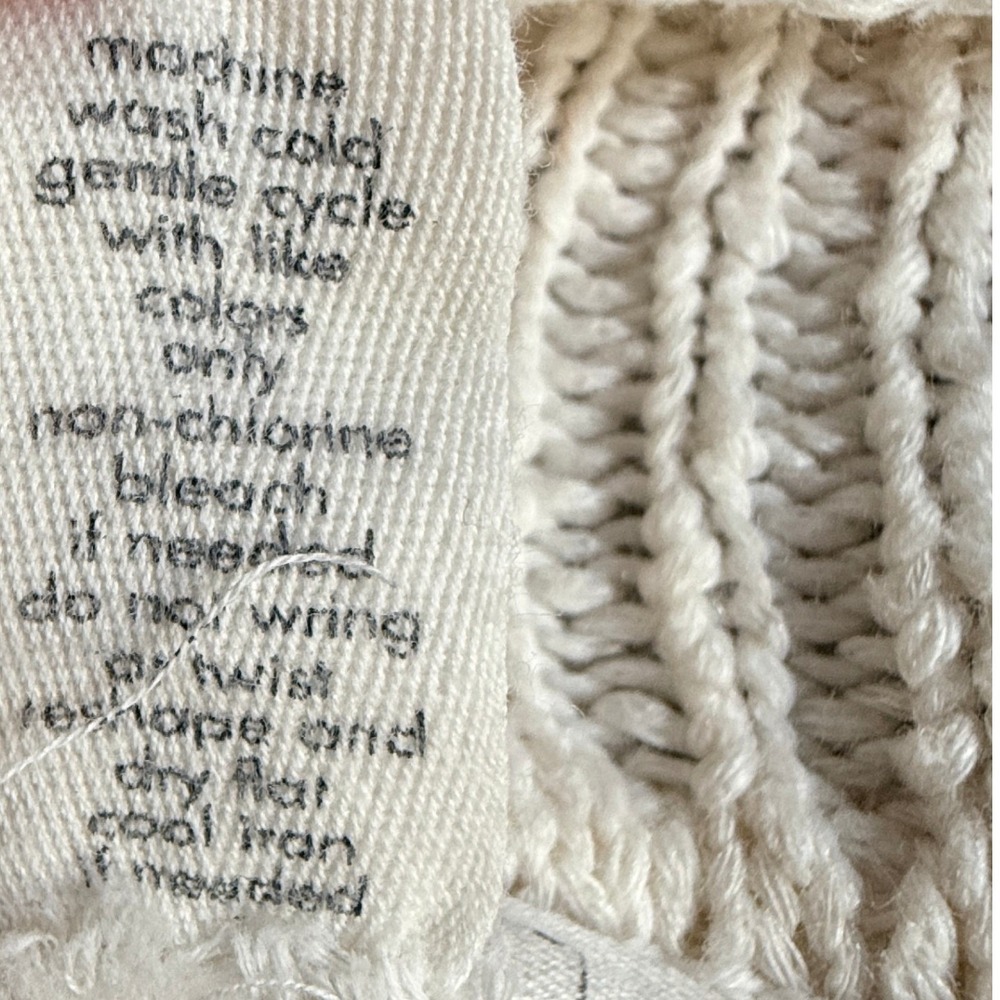 Full Tilt Cropped Knit Hoodie Sweater Womens M Ivory Zip Up Distressed Hem Y2K - Picture 3 of 11